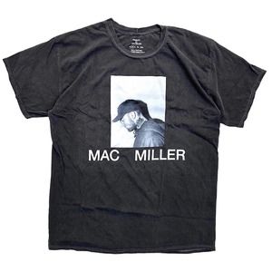 Urban Outfitters Men's Mac Miller Portrait Black Vintage Wash Tee T-Shirt